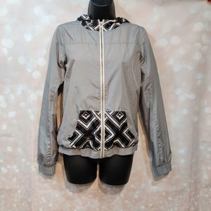 🌸3/20 SALE* Empyre Gray Blk Geometric Print Lined Windbreaker